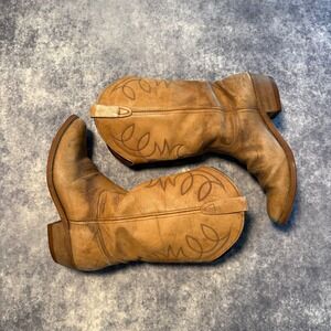 Vtg Golden Retriever Mens Leather Western Cowboy Boots Made in USA Tan 9 M 2130